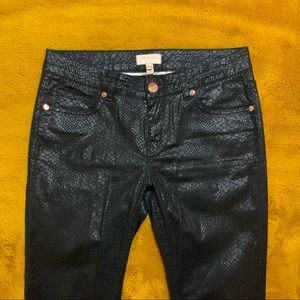 Ted Baker wet leather look snake skin black jeans.